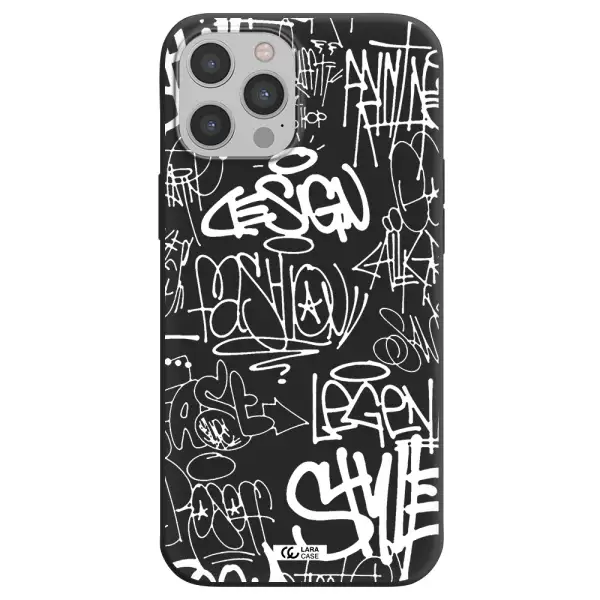 a white background with black and white clouds Apple iPhone 12 pro max Silicone black Case