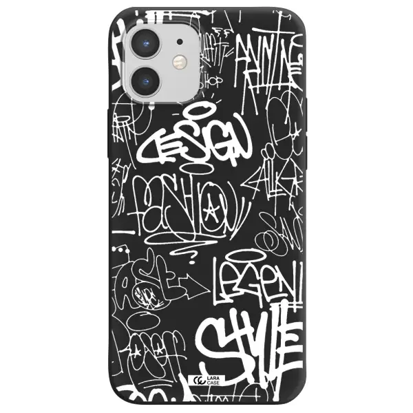 a white background with black and white clouds Apple iPhone 12 Silicone black Case