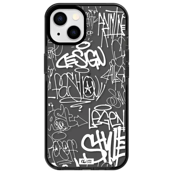 a white background with black and white clouds Apple iPhone 13 impact Smoke Black Case