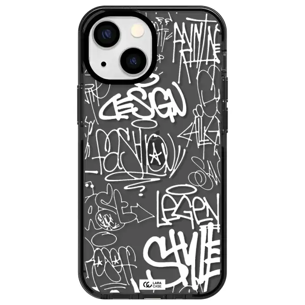 a white background with black and white clouds Apple iPhone 13 mini impact Smoke Black Case