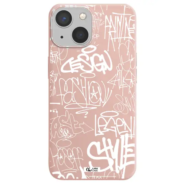 a white background with black and white clouds Apple iPhone 13 mini Silicone pastel pink Case