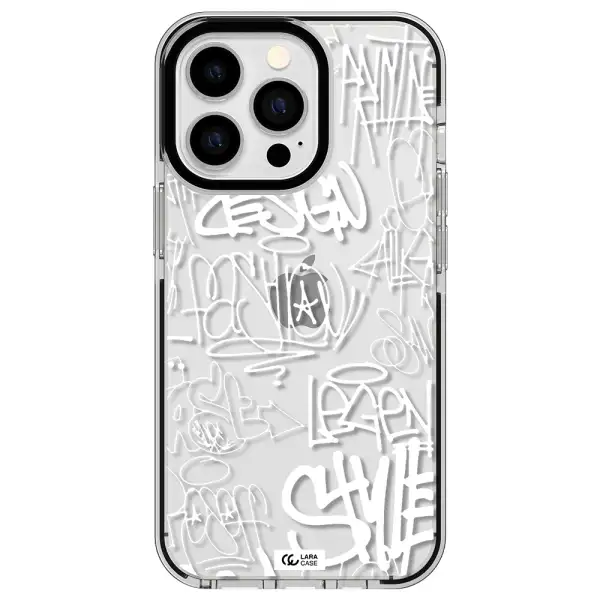 a white background with black and white clouds Apple iPhone 13 Pro impact black border Case