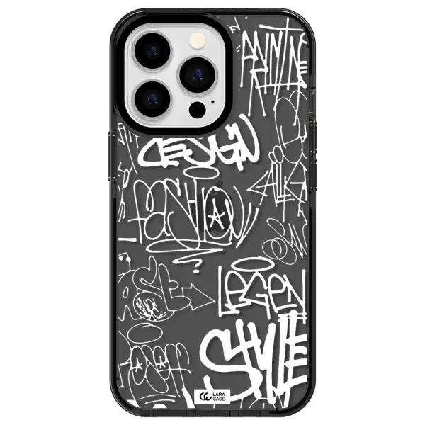 a white background with black and white clouds Apple iPhone 13 Pro impact Smoke Black Case