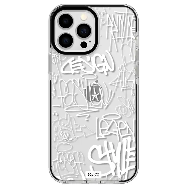 a white background with black and white clouds Apple iPhone 13 Pro Max impact black border Case