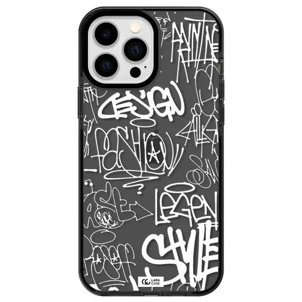 a white background with black and white clouds Apple iPhone 13 Pro Max impact Smoke Black Case