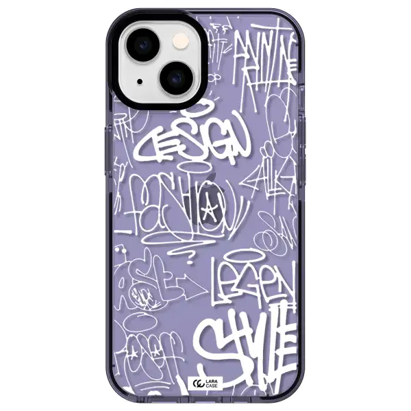 a white background with black and white clouds Apple iPhone 14 impact Lilac Case