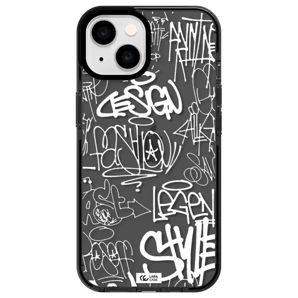 a white background with black and white clouds Apple iPhone 14 impact Smoke Black Case