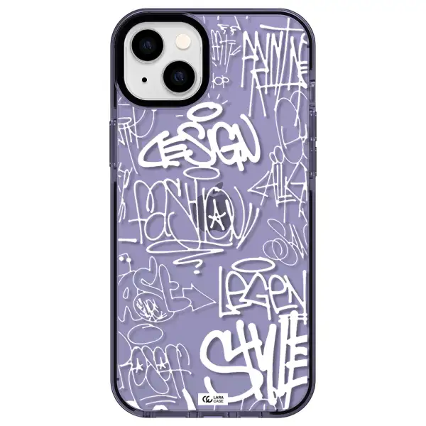 a white background with black and white clouds Apple iPhone 14 plus impact Lilac Case