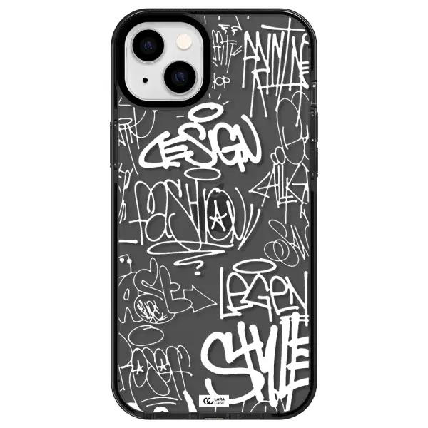 a white background with black and white clouds Apple iPhone 14 plus impact Smoke Black Case