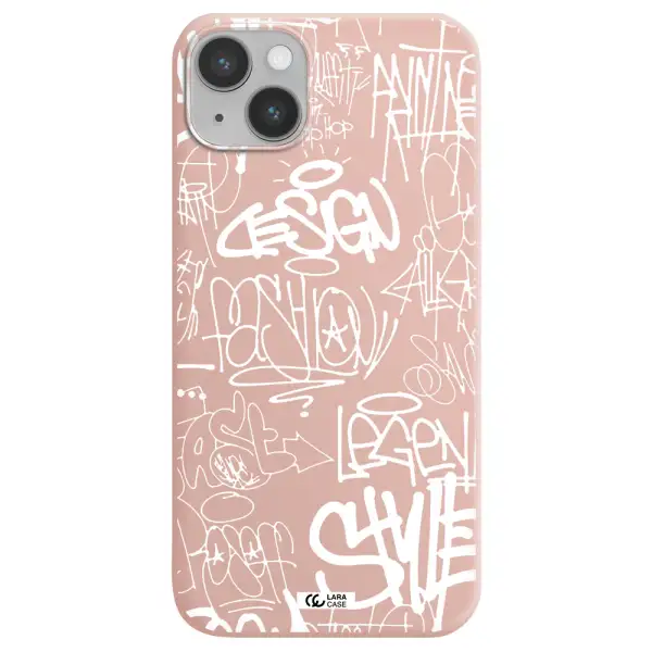 a white background with black and white clouds Apple iPhone 14 plus Silicone pastel pink Case