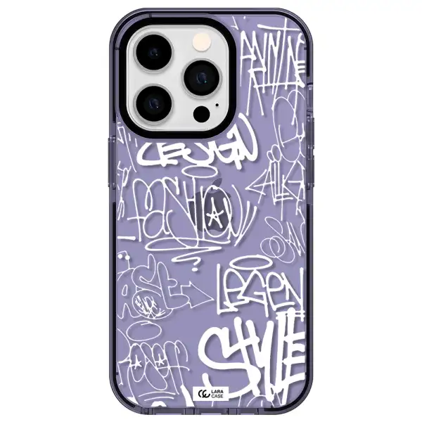 a white background with black and white clouds Apple iPhone 14 pro impact Lilac Case