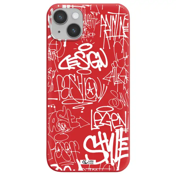 a white background with black and white clouds Apple iPhone 14 Silicone Imperial Red Case