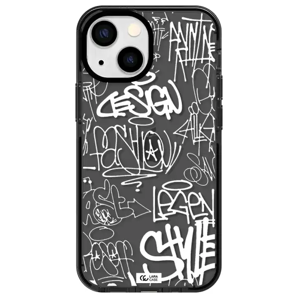 a white background with black and white clouds Apple iPhone 15 impact Smoke Black Case