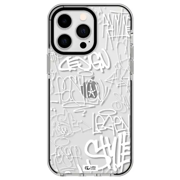 a white background with black and white clouds Apple iPhone 15 Pro impact black border Case