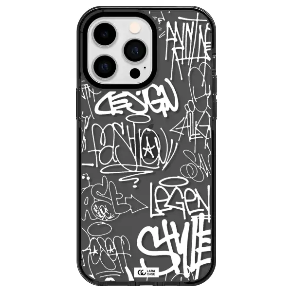 a white background with black and white clouds Apple iPhone 15 Pro impact Smoke Black Case