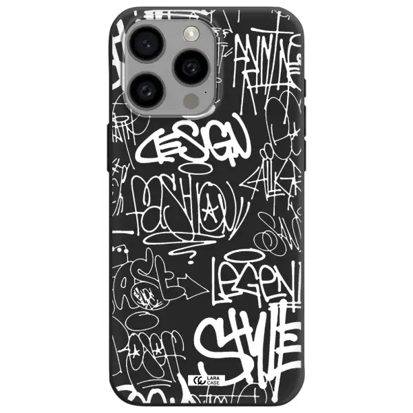 a white background with black and white clouds Apple Iphone 15 Pro max Silicone black Case