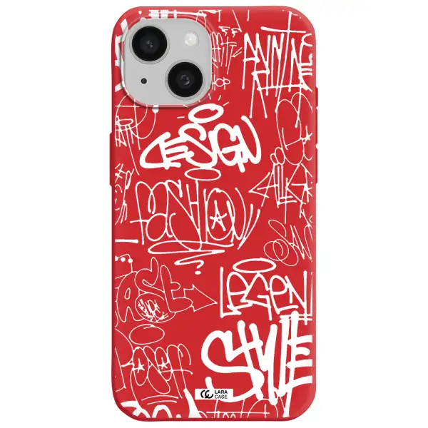 A White Background With Black And White Clouds Apple Iphone 15 Silicone Imperial Red Case