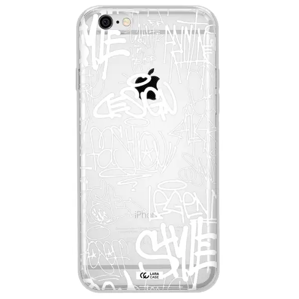 a white background with black and white clouds Apple iPhone 6 Clear TPU Case