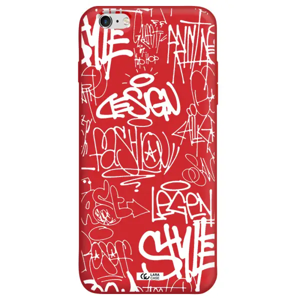 a white background with black and white clouds Apple iPhone 6 plus Silicone Imperial Red Case