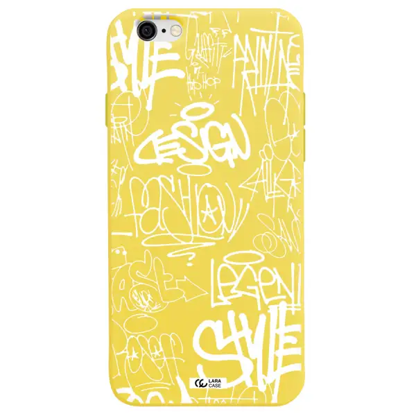 a white background with black and white clouds Apple iPhone 6 Silicone canary yellow Case