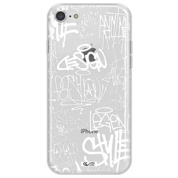 a white background with black and white clouds Apple iPhone 7 Clear TPU Case