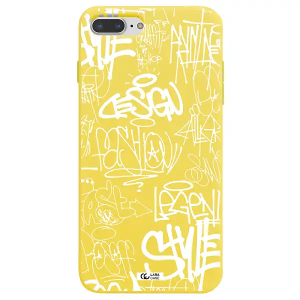 a white background with black and white clouds Apple iPhone 7 plus Silicone canary yellow Case