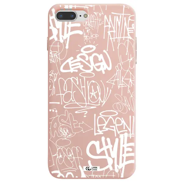 a white background with black and white clouds Apple iPhone 7 plus Silicone pastel pink Case