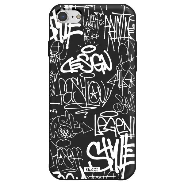 a white background with black and white clouds Apple iPhone 7 Silicone black Case