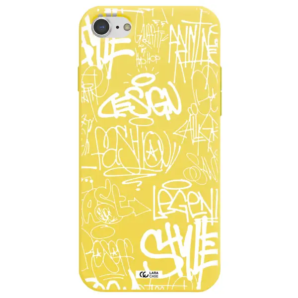 a white background with black and white clouds Apple iPhone 7 Silicone canary yellow Case