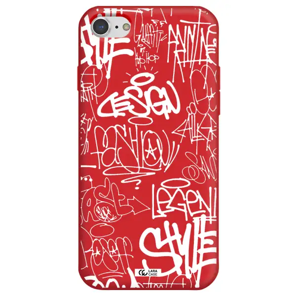 a white background with black and white clouds Apple iPhone 7 Silicone Imperial Red Case