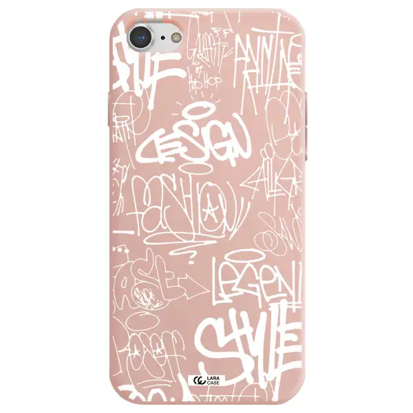 a white background with black and white clouds Apple iPhone 7 Silicone pastel pink Case