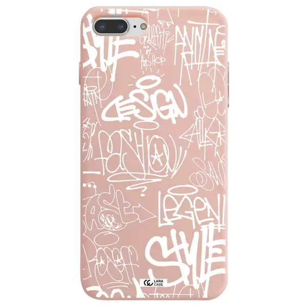 a white background with black and white clouds Apple iPhone 8 plus Silicone pastel pink Case