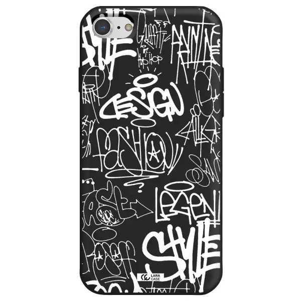 a white background with black and white clouds Apple iPhone 8 Silicone black Case