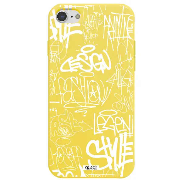 a white background with black and white clouds Apple iPhone 8 Silicone canary yellow Case