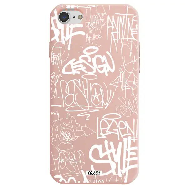 a white background with black and white clouds Apple iPhone 8 Silicone pastel pink Case