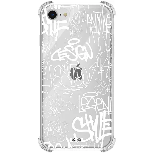 a white background with black and white clouds Apple iPhone se 2020 Clear PC Case