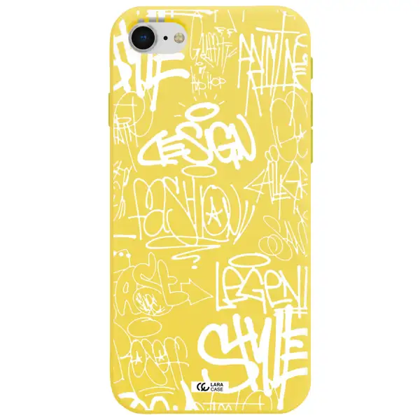 a white background with black and white clouds Apple iPhone se 2020 Silicone canary yellow Case