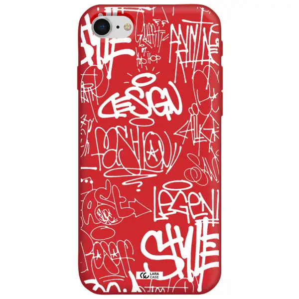 a white background with black and white clouds Apple iPhone se 2020 Silicone Imperial Red Case