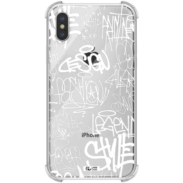 a white background with black and white clouds Apple iPhone X Clear PC Case