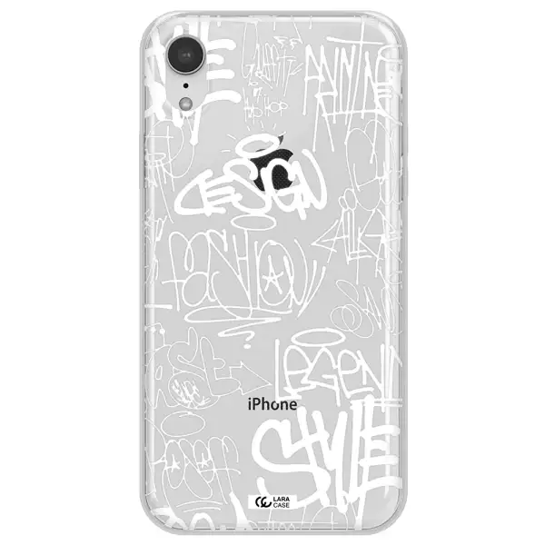 a white background with black and white clouds Apple iPhone XR Clear TPU Case