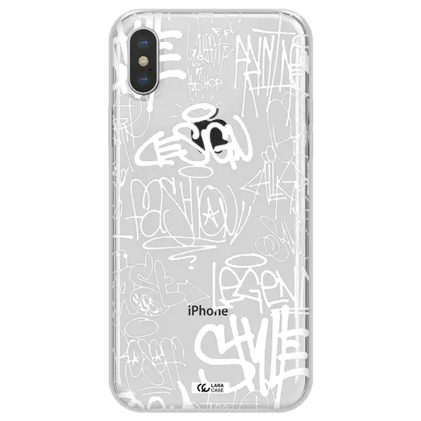 a white background with black and white clouds Apple iPhone XS Clear TPU Case