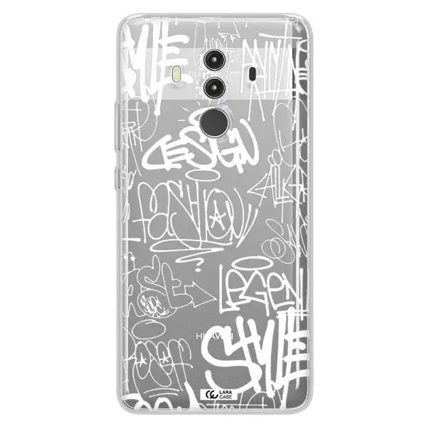 a white background with black and white clouds Huawei Mate 10 Clear TPU Case