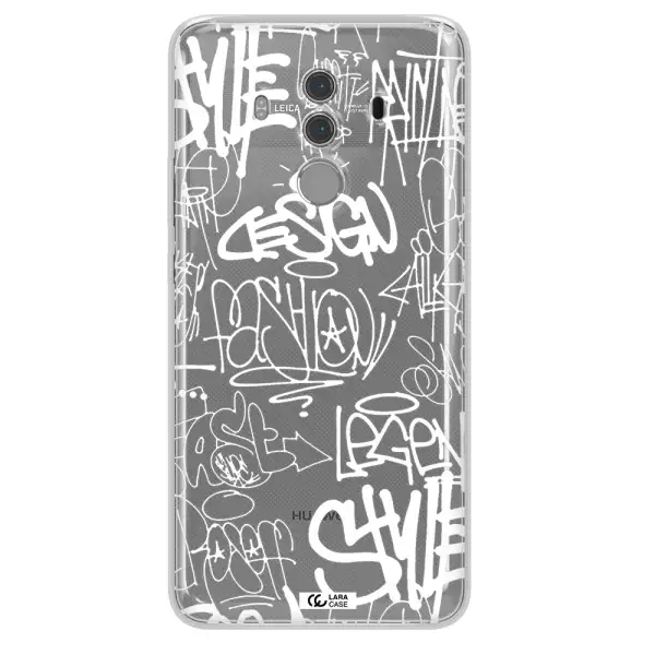 a white background with black and white clouds Huawei Mate 10 Pro Clear TPU Case