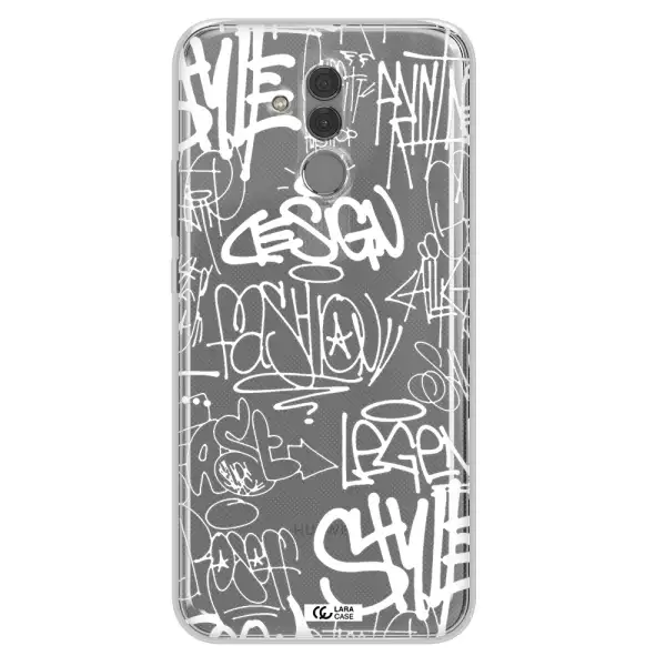 a white background with black and white clouds Huawei Mate 20 Lite Clear TPU Case