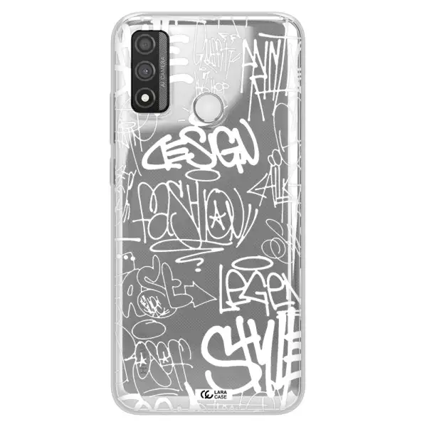 a white background with black and white clouds Huawei P Smart 2020 Clear TPU Case