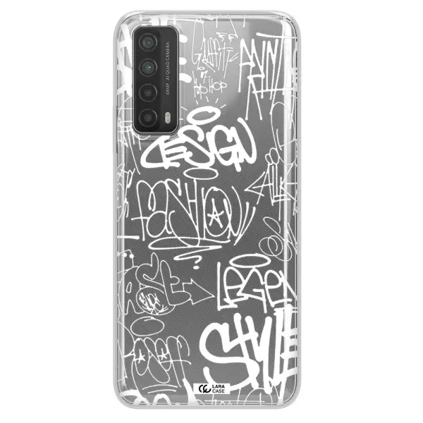 a white background with black and white clouds Huawei P Smart 2021 Clear TPU Case