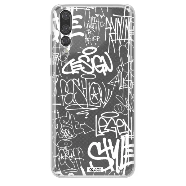 a white background with black and white clouds Huawei P20 Pro Clear TPU Case