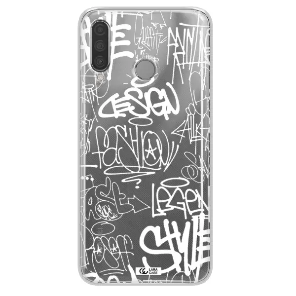 a white background with black and white clouds Huawei P30 Lite Clear TPU Case