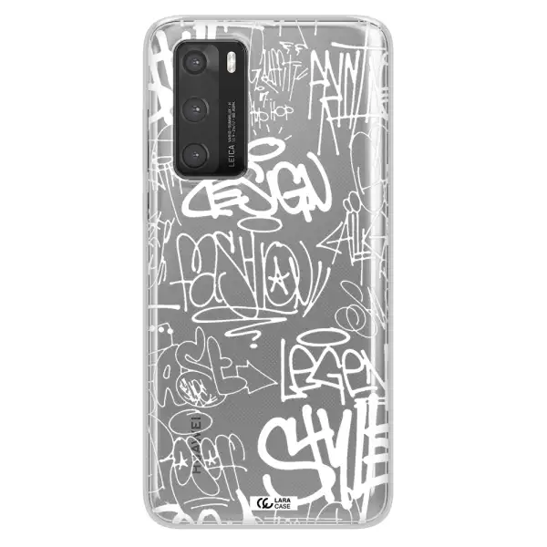 a white background with black and white clouds Huawei P40 Clear TPU Case