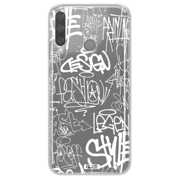 a white background with black and white clouds Huawei P40 Lite E Clear TPU Case